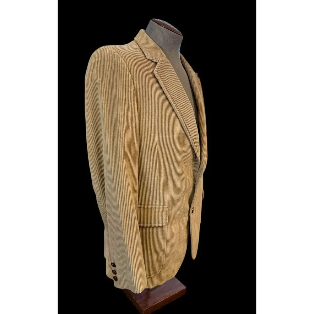 Woodmere Men’s Corduroy 2-Button Sport Coat Tan Sz. 42 Lined Substantial